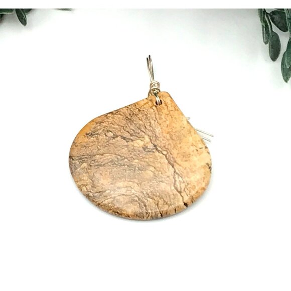 Vintage Jasper Stone Pendant With Gold Wire Wrap Design - Picture 3 of 4